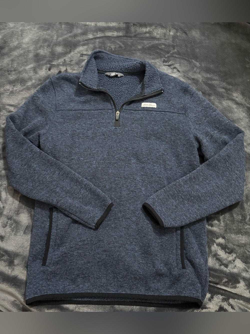 Eddie Bauer Navy Half-Zip Sherpa Collar Pullover